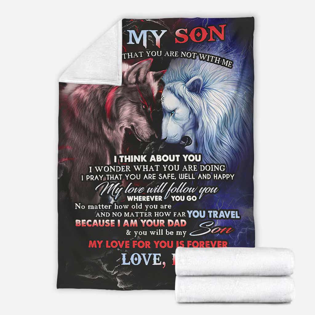 Wolf Lion To My Son Love Dad Flannel Blanket For Cozy Home Lounging And Gifting