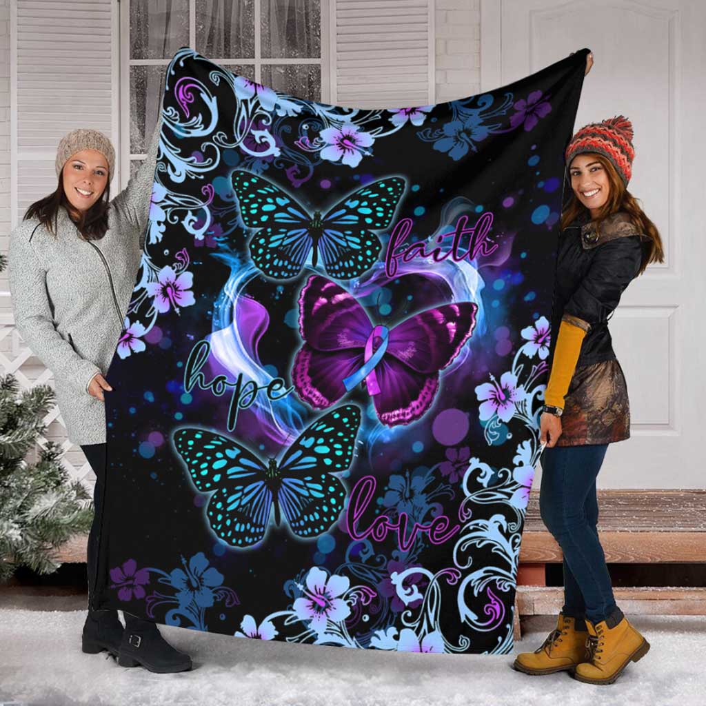 Butterfly Faith Hope Love Flannel Blanket For Soft Bed Couch And Home Comfort