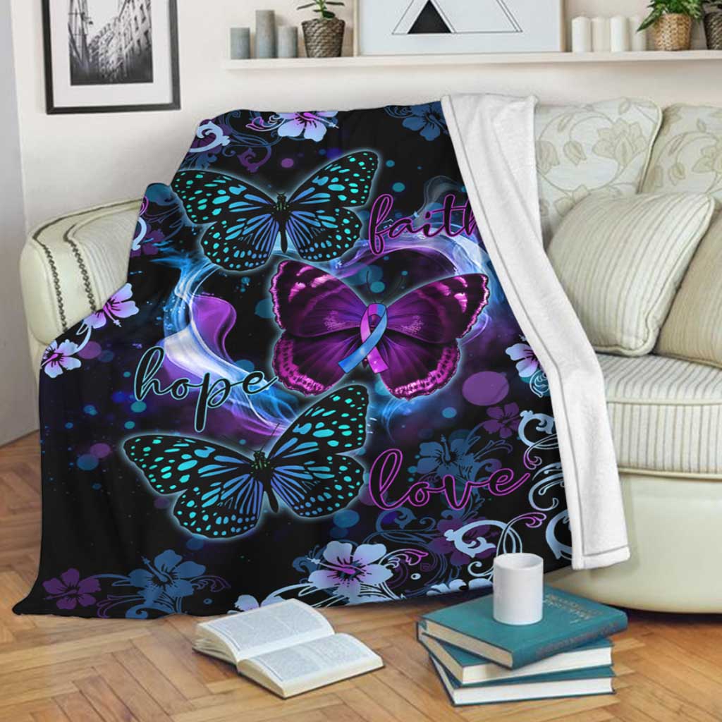 Butterfly Faith Hope Love Flannel Blanket For Relaxing At Home And Travel