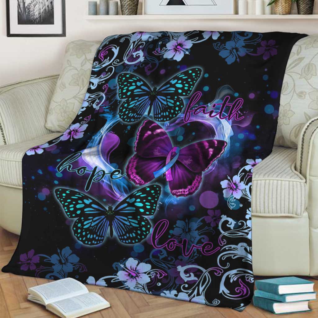 Butterfly Faith Hope Love Flannel Blanket For Bed Sofa And Reading Nook Decor