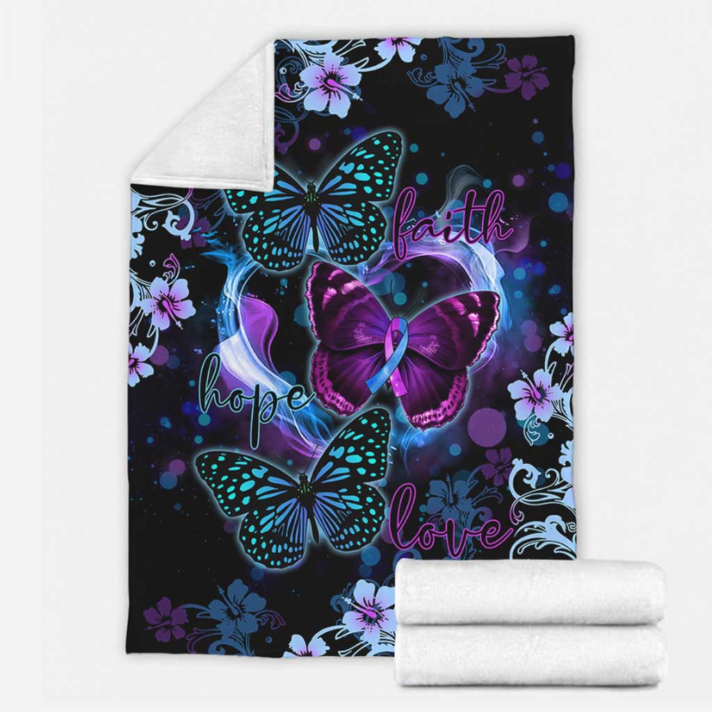 Butterfly Faith Hope Love Flannel Blanket For Cozy Home Lounging And Gifting