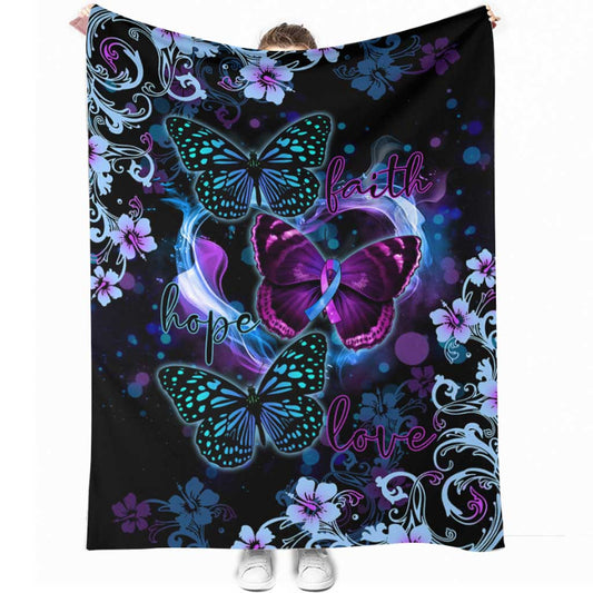 Butterfly Faith Hope Love Flannel Blanket For Cozy Bedroom And Sofa Decor