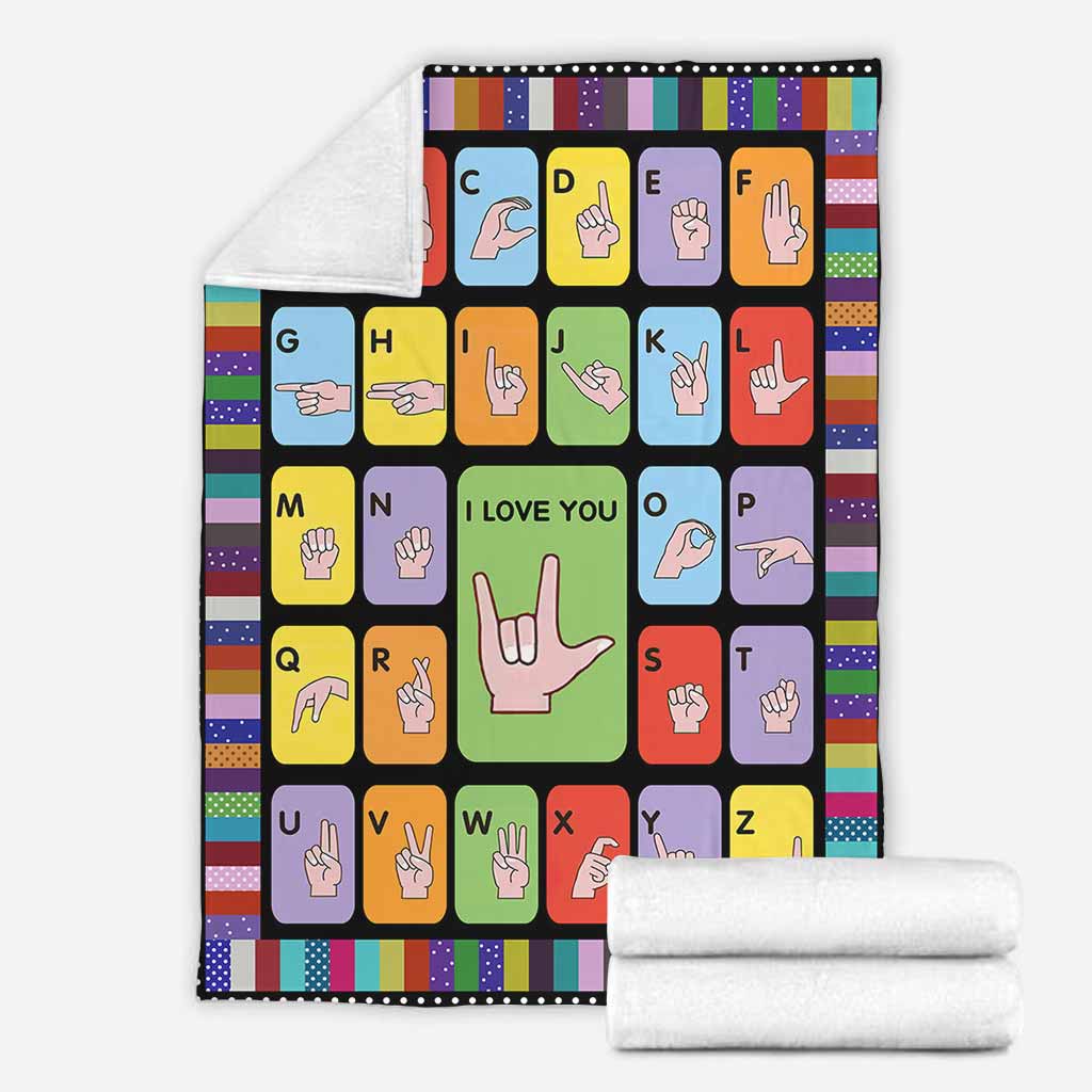 Asl Love American Sign Language Flannel Blanket For Cozy Home Lounging And Gifting