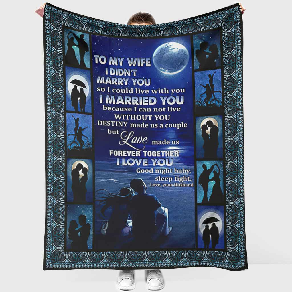 Family To My Wife Couple Flannel Blanket For Living Room And Bedroom Styling
