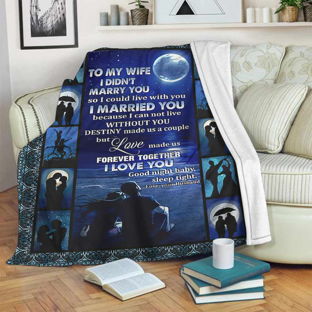 Family To My Wife Couple Flannel Blanket For Relaxing At Home And Travel