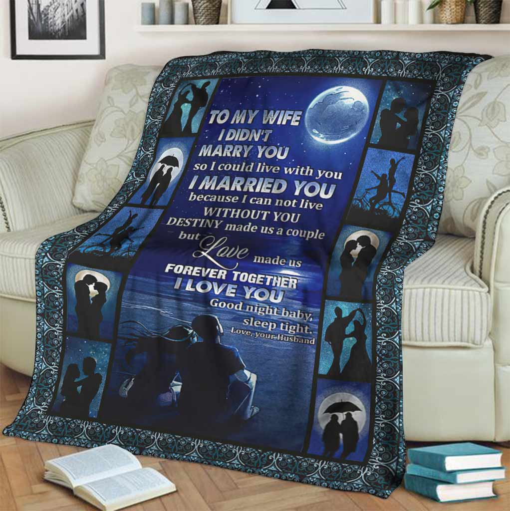 Family To My Wife Couple Flannel Blanket For Bed Sofa And Reading Nook Decor