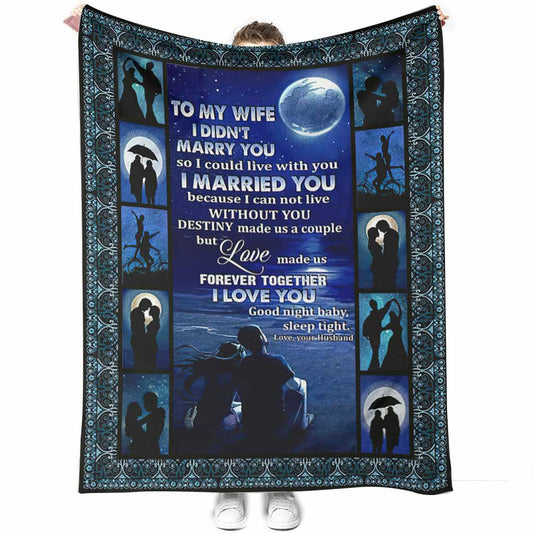 Family To My Wife Couple 50 x 60 Inch Flannel Blanket For Cozy Bedroom And Sofa Decor