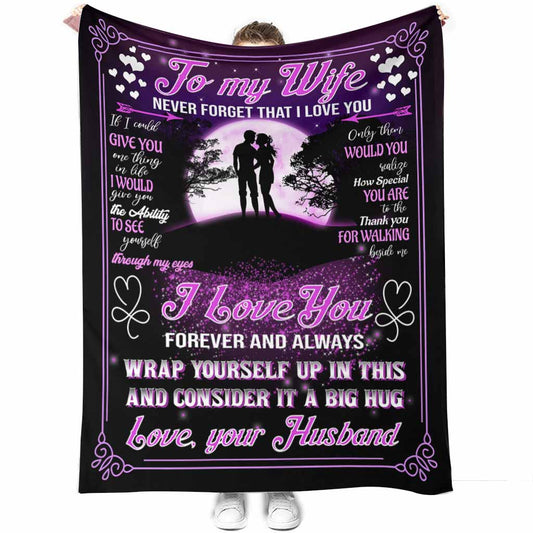 Family To My Wife Lover 50 x 60 Inch Flannel Blanket For Cozy Bedroom And Sofa Decor