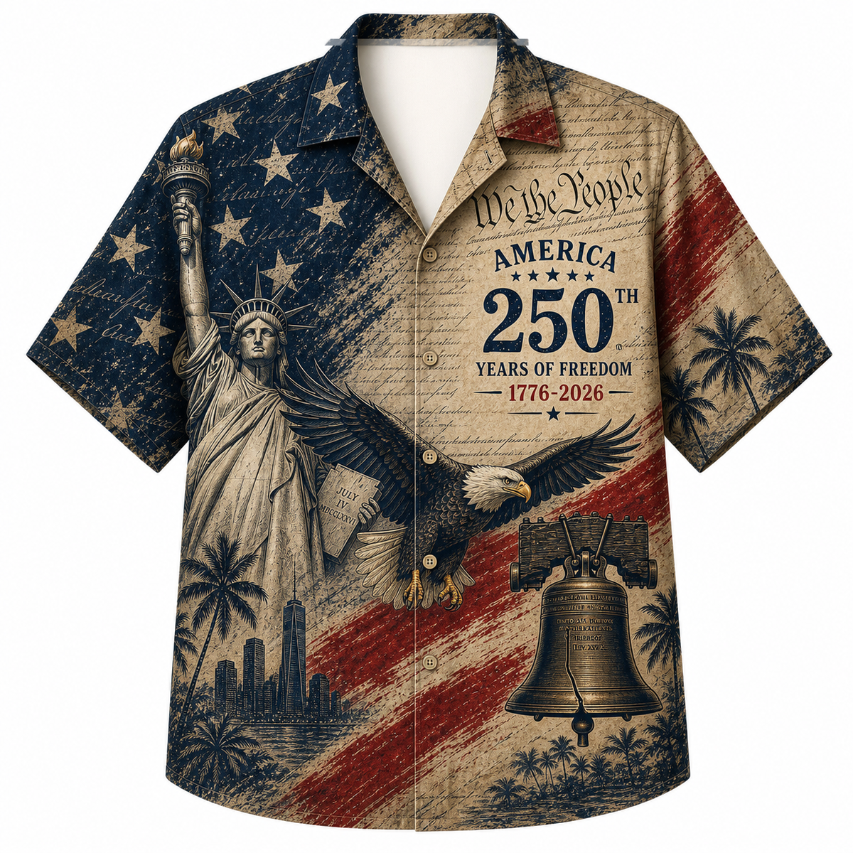 America 250th Liberty Brush Hawaiian Shirt