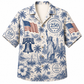 America 250th Toile Palm Flag Print Hawaiian Shirt