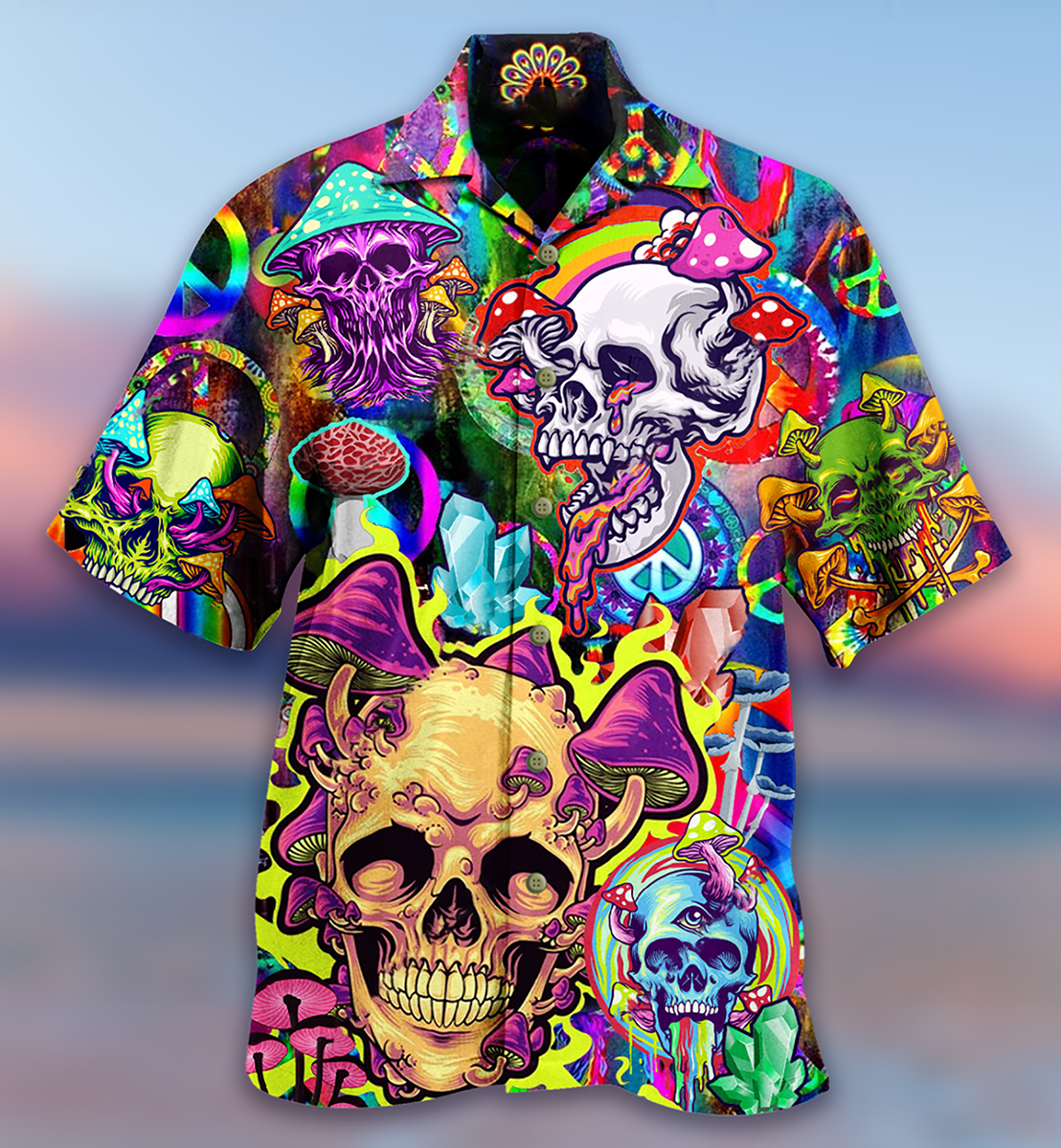Rainbow Skull Smile Vintage Style - Hawaiian Shirt
