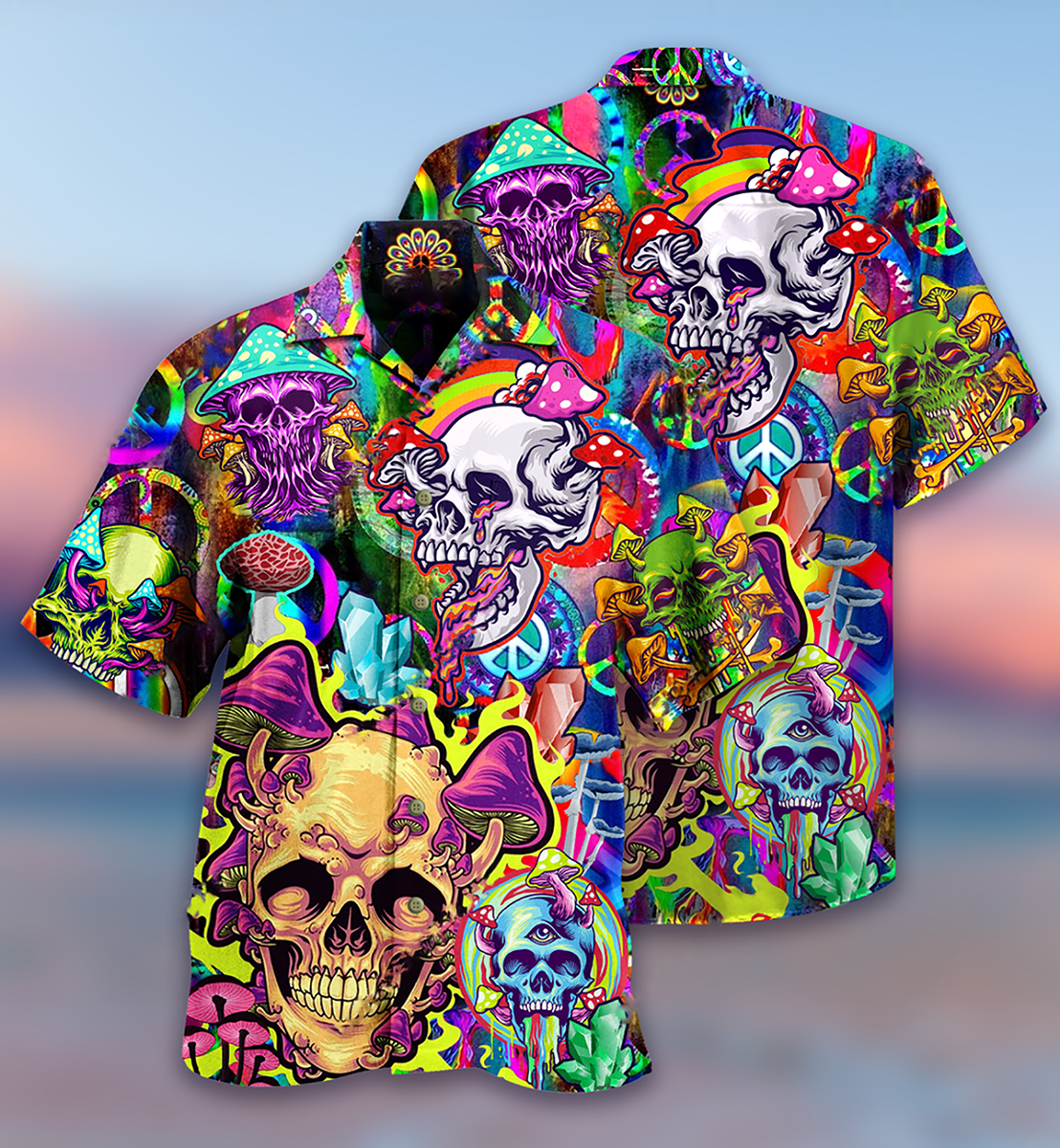 Rainbow Skull Smile Vintage Style - Hawaiian Shirt
