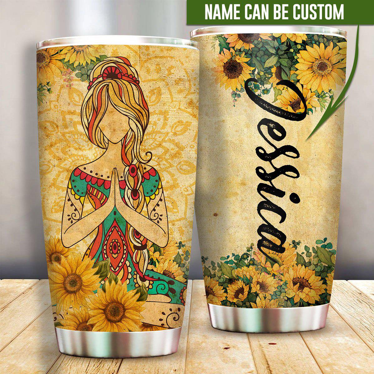 Yoga Sunshine Sunflower Personalized 20 Oz Tumbler