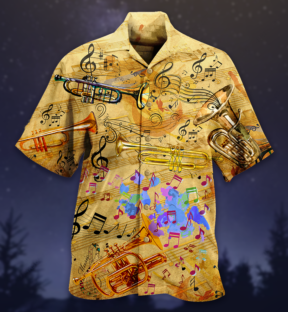 Trumpet Music Vintage Life Peaceful Style - Hawaiian Shirt

