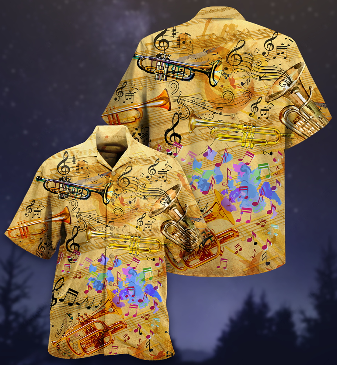 Trumpet Music Vintage Life Peaceful Style - Hawaiian Shirt
