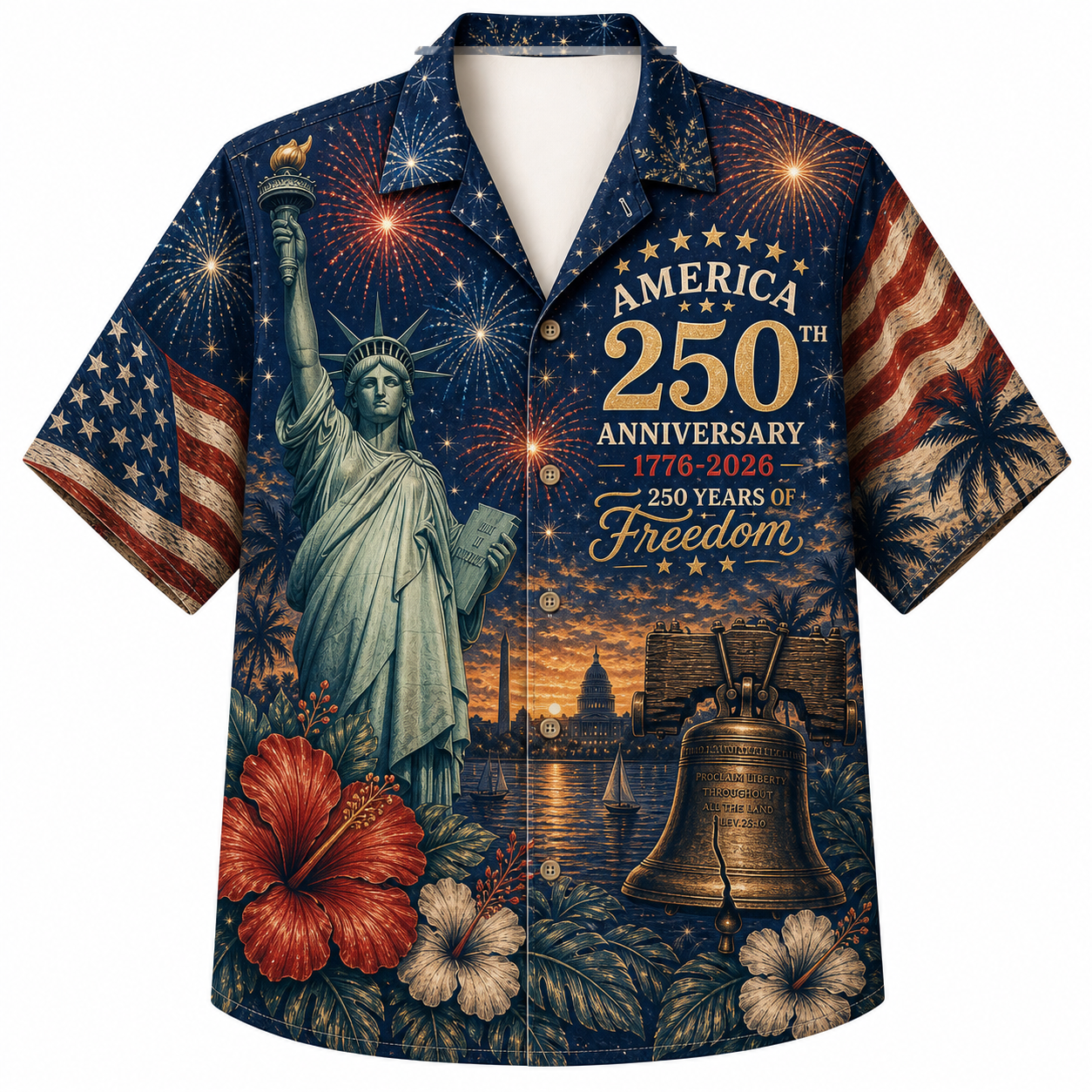 America 250th Anniversary United States Freedom Hawaiian Shirt