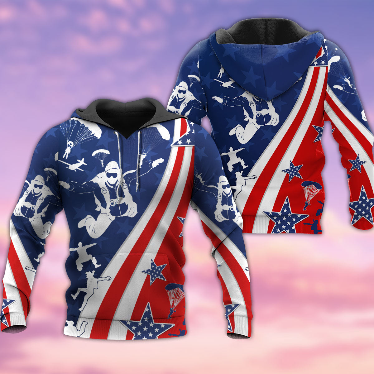 America Parachute Jump Adventure - 3D Hoodie