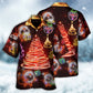 Funny Santa And Christmas Tree Red Neon Art - Hawaiian Shirt