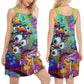 Stay Trippy Little Hippie Mushroom – Women's Summer Sleeveless V-Neck Camisole Dress