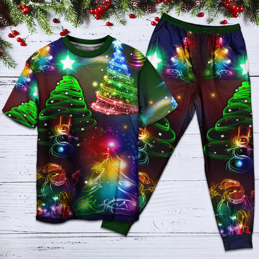 Christmas Merry Everything Happy Always - Pajamas Short Sleeve - Owls Matrix LTD