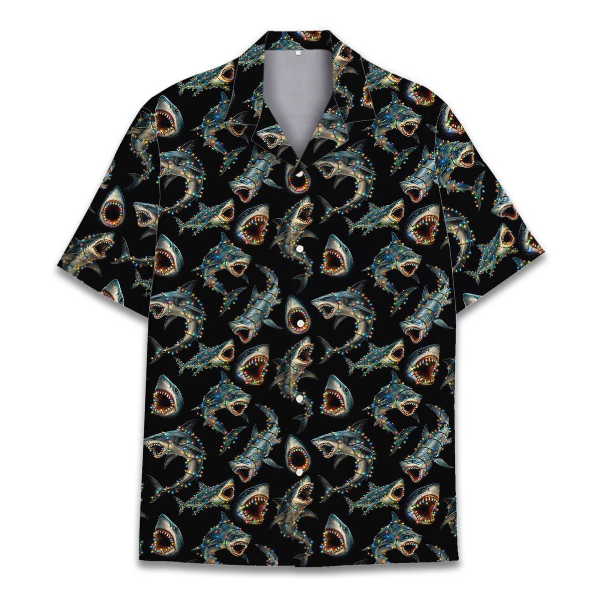 Shark Christmas Colorful Holiday Lights – Hawaiian Shirt