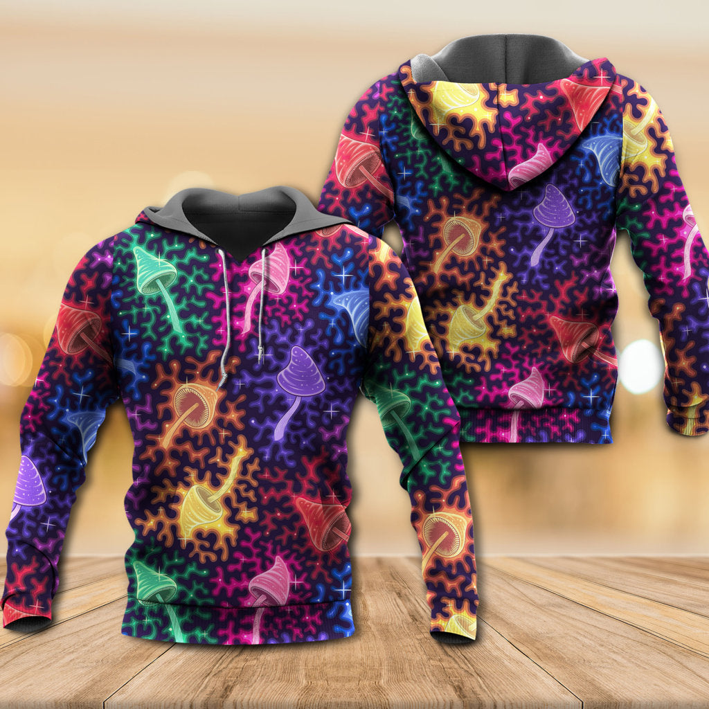 Rainbow Mushroom Galaxy Art - 3D Hoodie