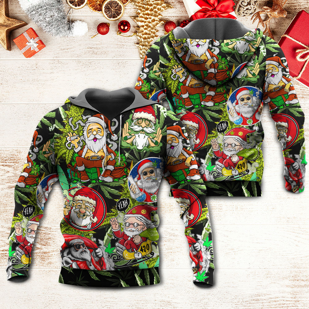 Christmas Santa Hippie Smoking Funny Style - Hoodie