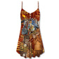 Jazz Lover Cat Style – Women's Summer Sleeveless V-Neck Camisole Dress