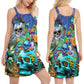 Hippie Skull Mushroom Forever – Women's Summer Sleeveless V-Neck Camisole Dress