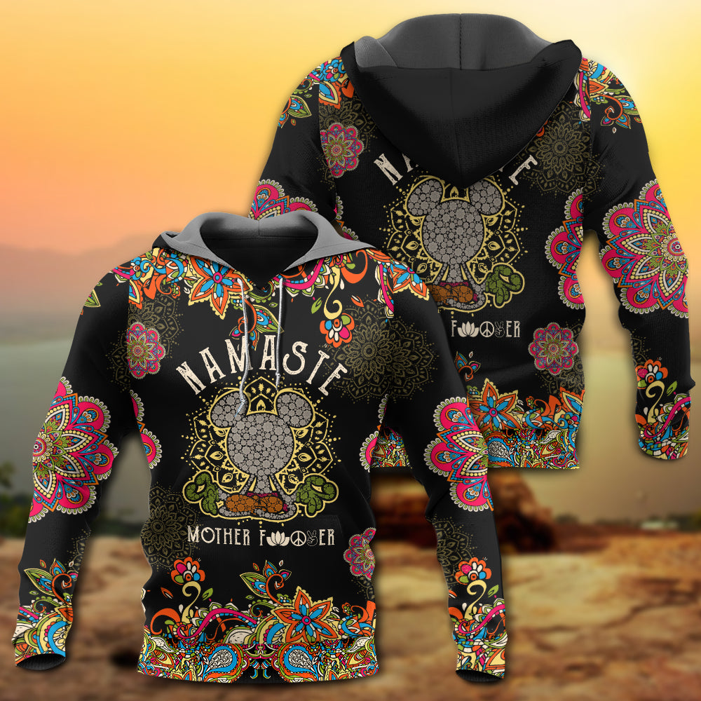 Mouse Yoga Namaste Mandala Flower Art - 3D Hoodie