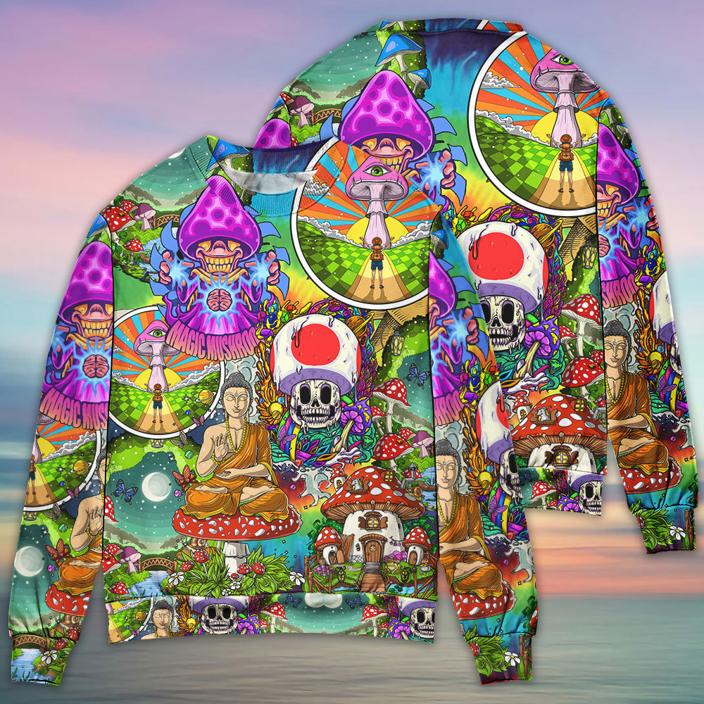 Hippie Mushroom Peace Colorful Art – Sweater - Ugly Christmas Sweater