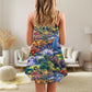 Colorful Dinosaur Art Style – Women's Summer Sleeveless V-Neck Camisole Dress