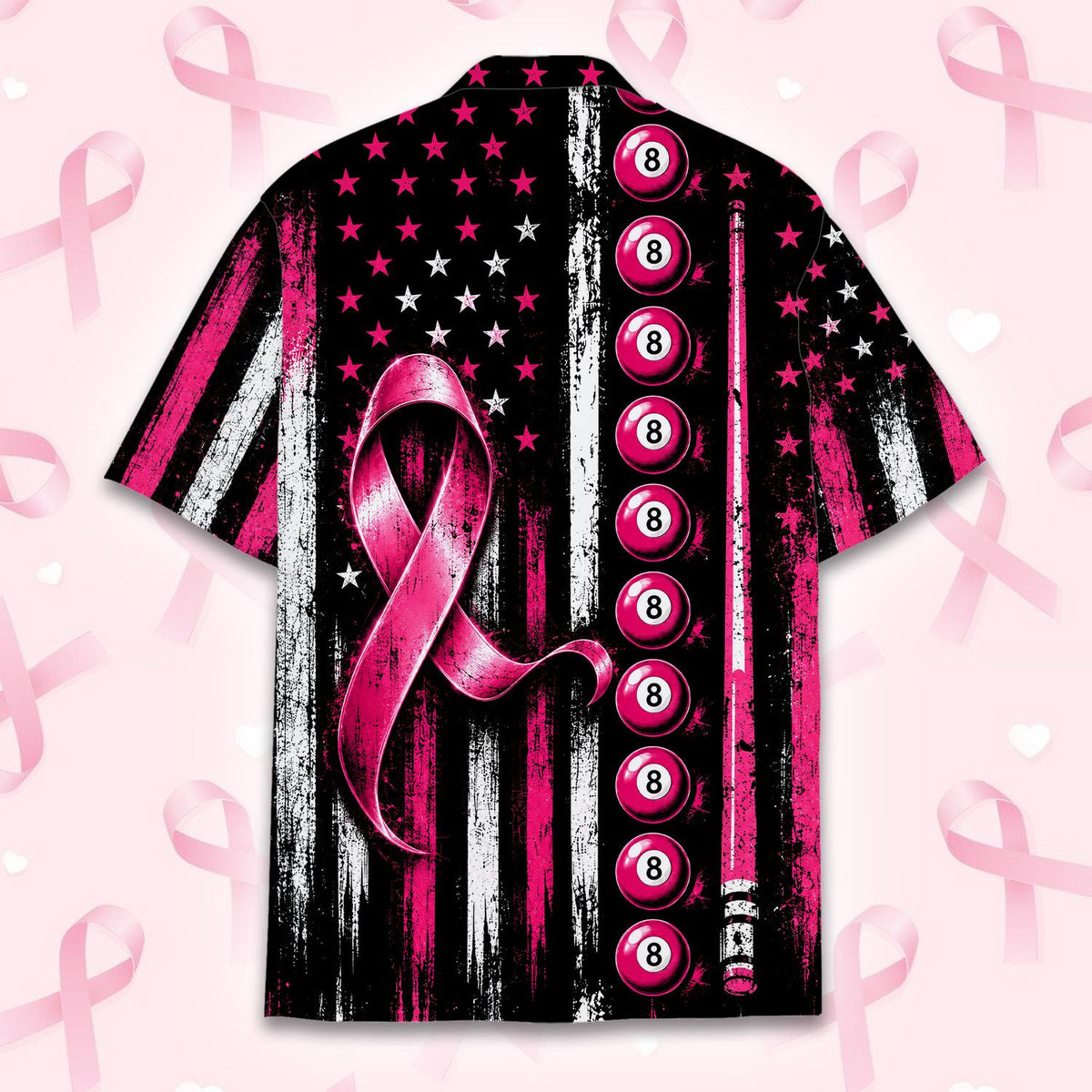 Pink Ribbon Billiards Breast Cancer Awareness 8 Ball – Hawaiian Shirt