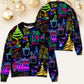 Christmas Wine Neon Art Style – Sweater - Ugly Christmas Sweater