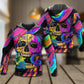 Skull And Moth Night Butterfly Neon Art – 3D Hoodie