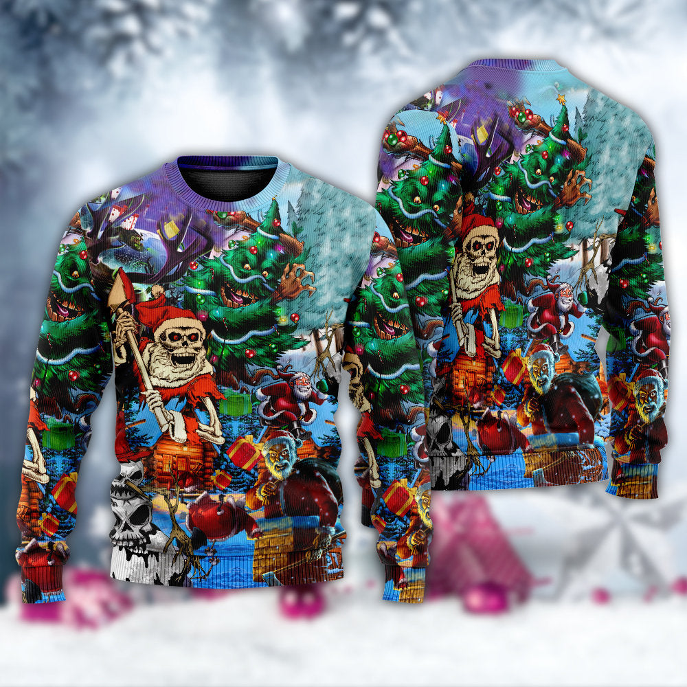 Christmas Skull Holiday Dark Art – Sweater - Ugly Christmas Sweater