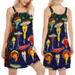 Funny Hippie Mushroom Love Life – Women's Summer Sleeveless V-Neck Camisole Dress