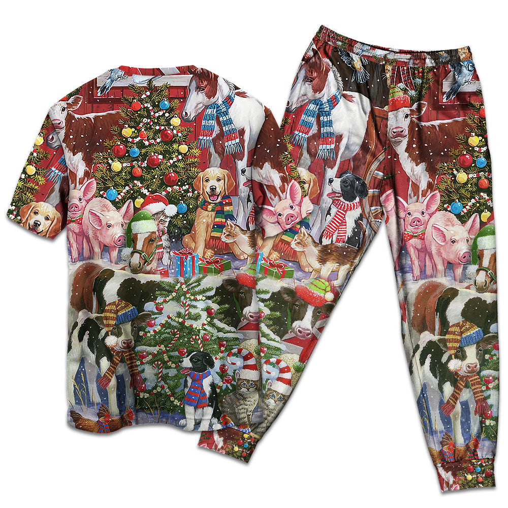 Christmas Farm Loving Xmas - Pajamas Short Sleeve - Owls Matrix LTD