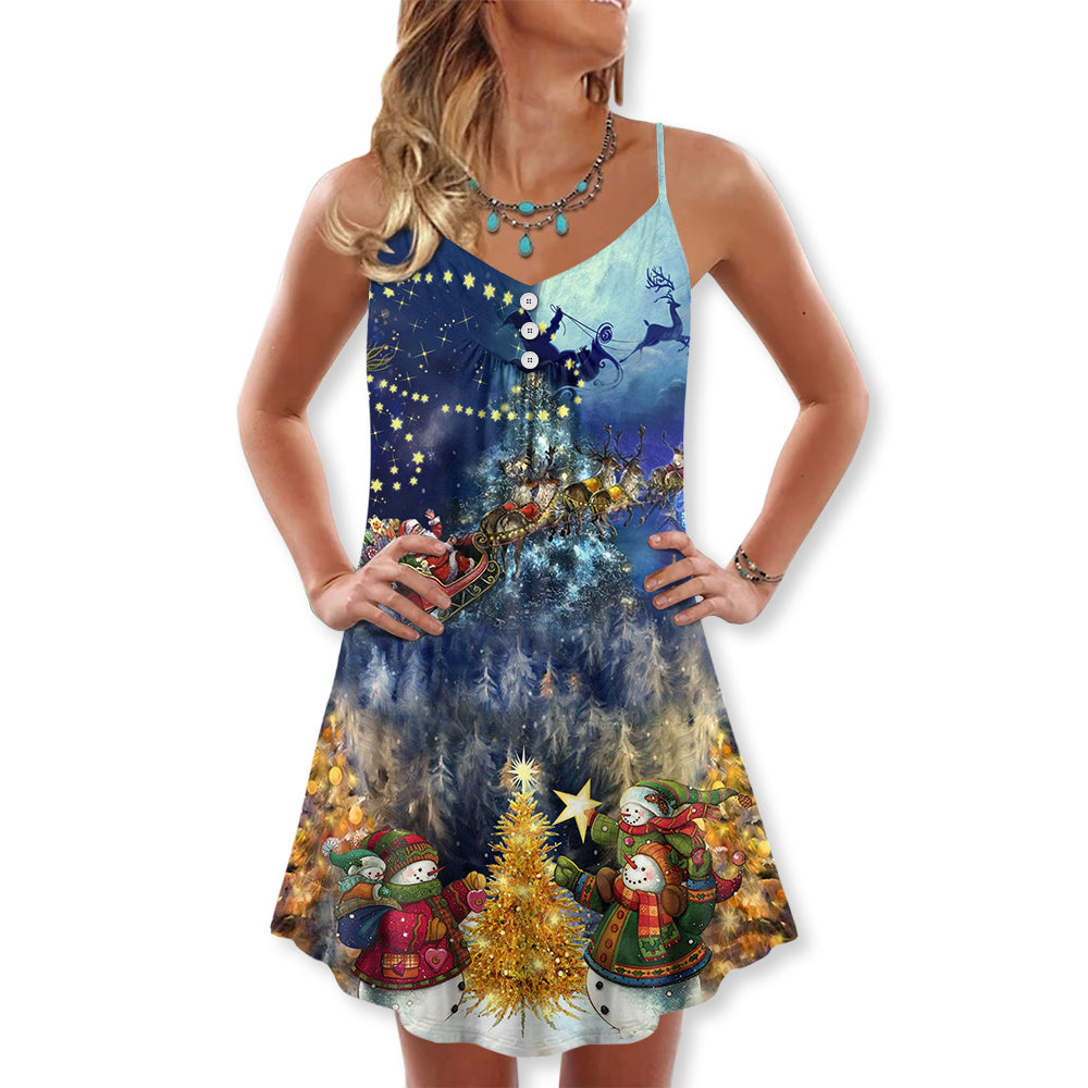 Christmas Family In Love - V-neck Sleeveless Cami Dress - Owls Matrix LTD
