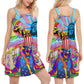 Hippie Patriotic Independence Style – Women's Summer Sleeveless V-Neck Camisole Dress