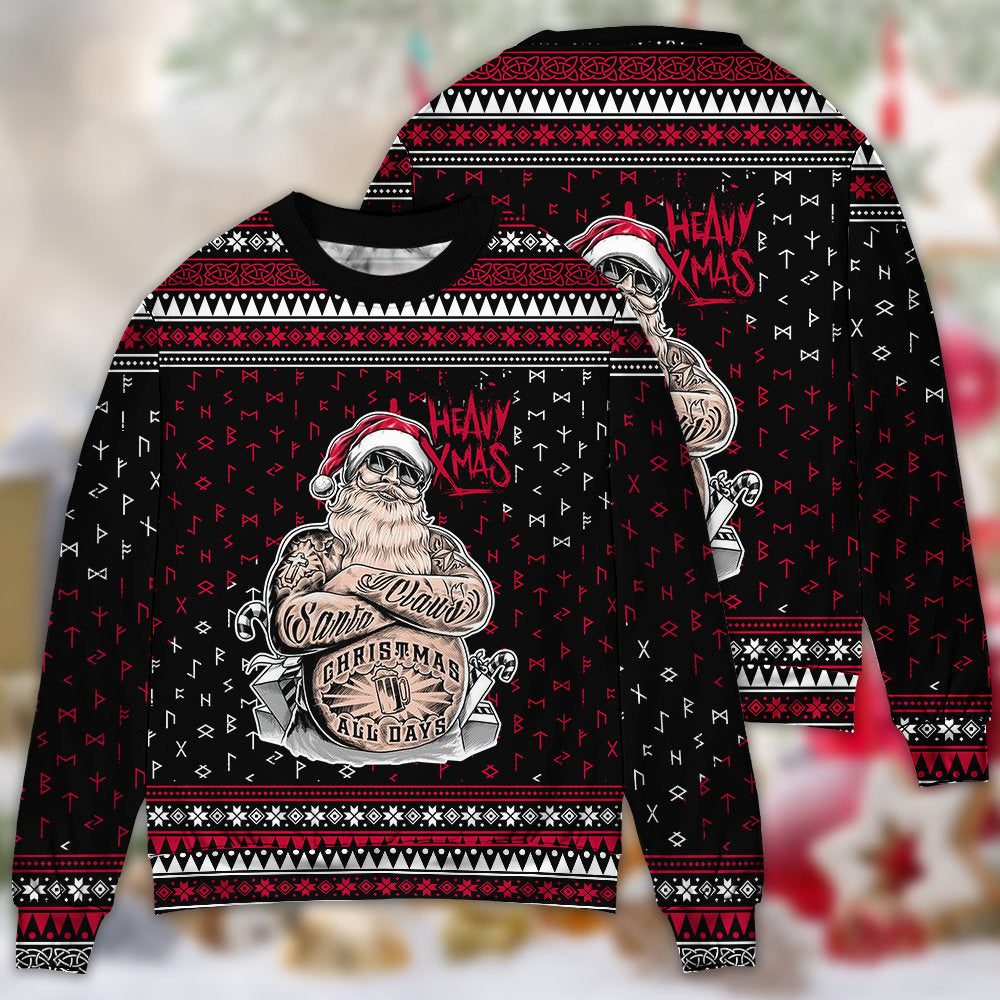 Tattoo Santa Funny Merry Christmas – Sweater - Ugly Christmas Sweater
