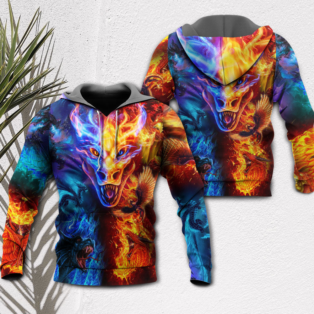 Dragon Fire And Water Power - 3D Hoodie