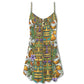 Tiki Tribal Mask Coconut Tropical – Women's Summer Sleeveless V-Neck Camisole Dress