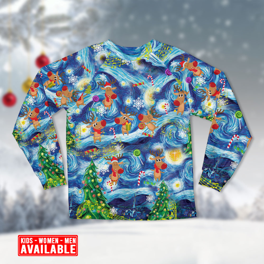 Christmas Dancing Reindeers Happy - Pajamas Long Sleeve - Owls Matrix LTD