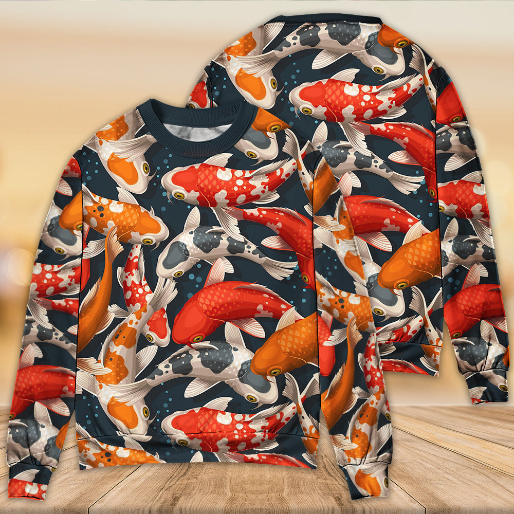 Colorful Koi Fish Swimming Art – Sweater - Ugly Christmas Sweater