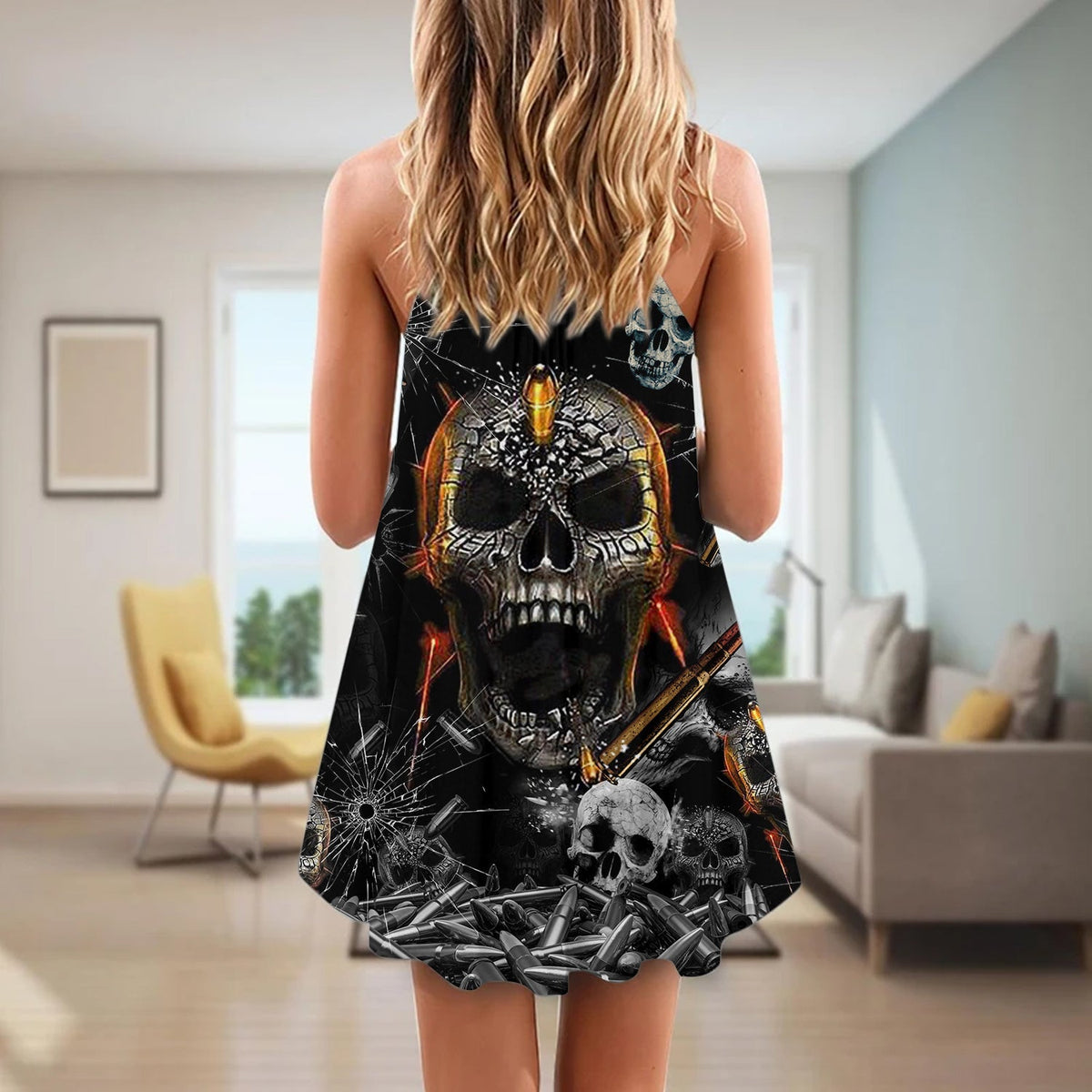 Oh My Skull Art – Women's Summer Sleeveless V-Neck Camisole Dress
