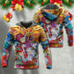 Christmas Santa Colorful Geometry Art - Hoodie