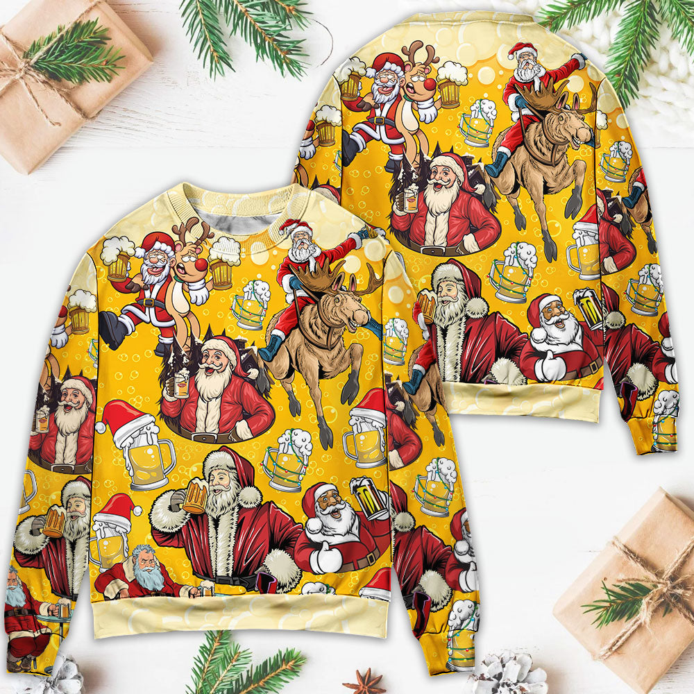 Funny Beer Lover Santa Merry Xmas – Sweater - Ugly Christmas Sweater