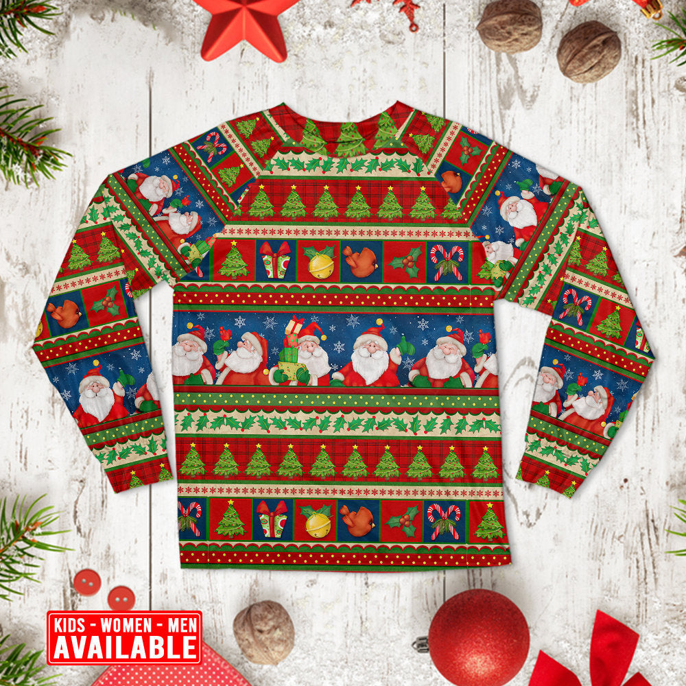 Christmas Santa Claus Happy Xmas - Pajamas Long Sleeve - Owls Matrix LTD