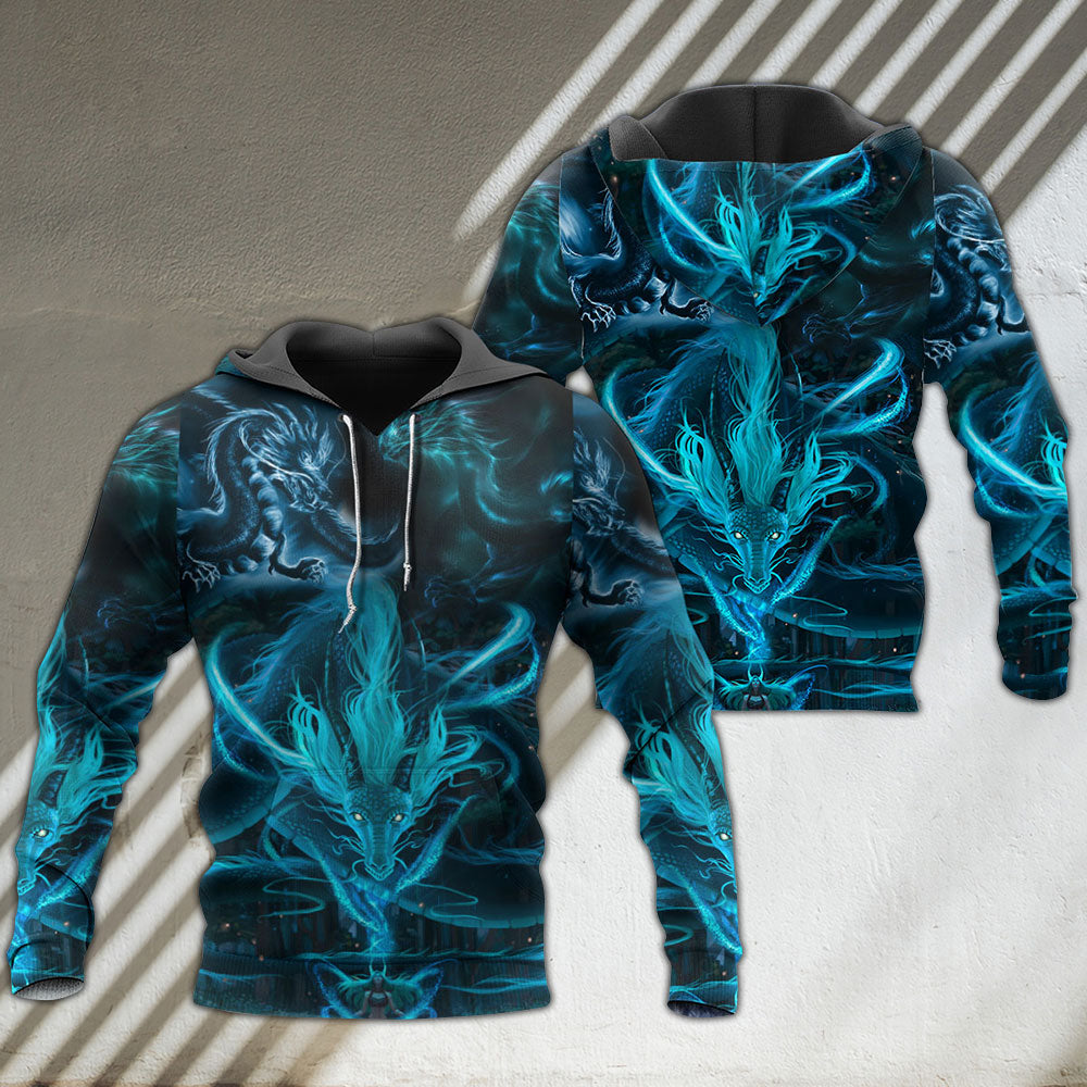 Blue Lightning Dragon Fantasy - 3D Hoodie